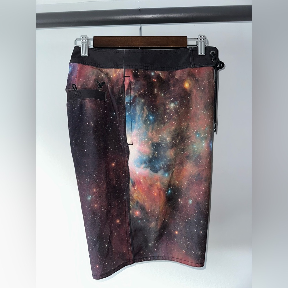 American Eagle Outfitters Black Galaxy Swimtrunk